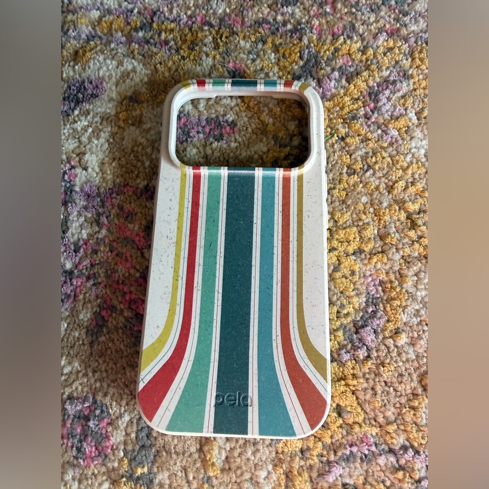 New Pela compostable iPhone 17 pro case in retro lines design